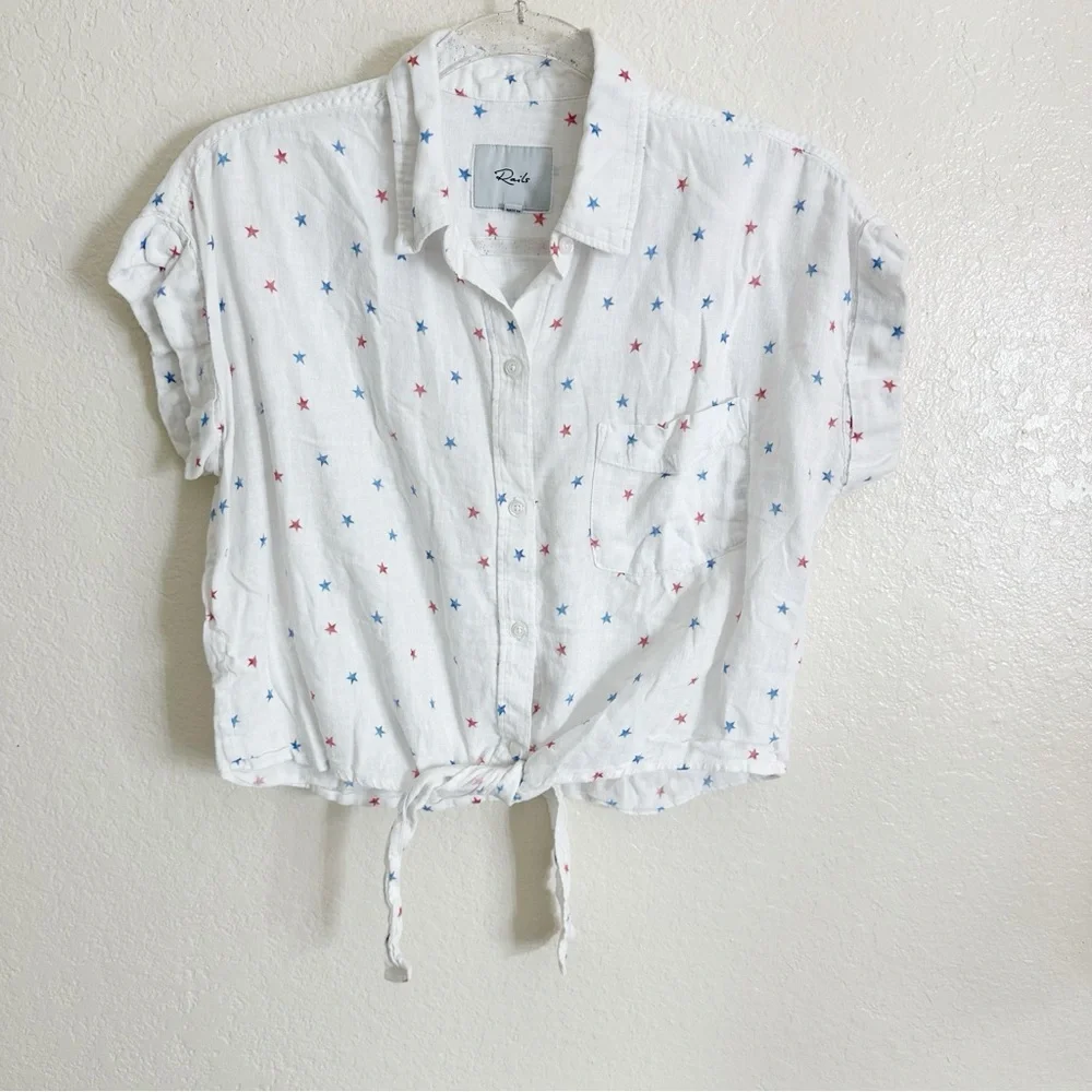 Rails Amelie Tie Front Shirt white size M - Picture 6 of 12